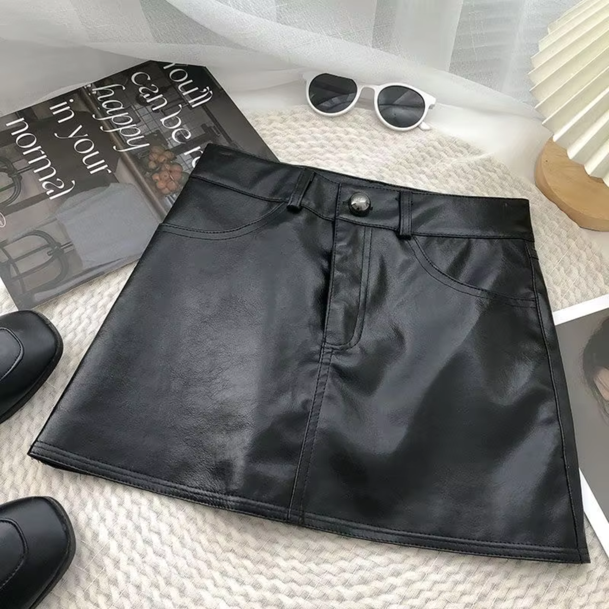 Mini Leather Skirt Black Traveling