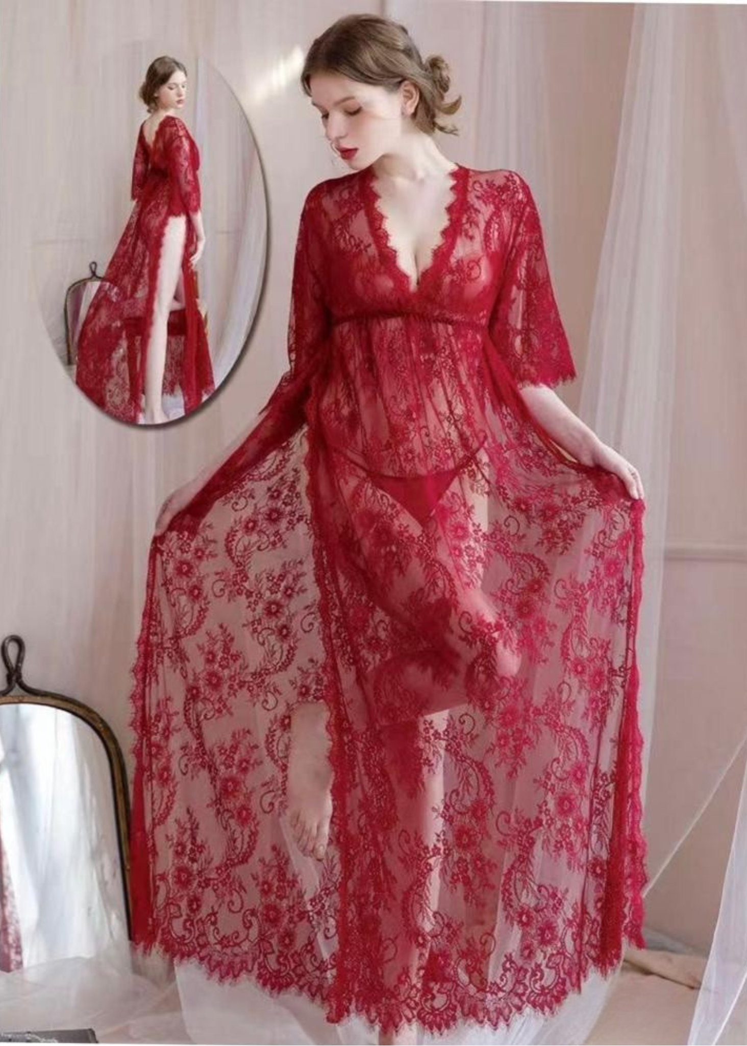 New Arrival See Through Short Sleeve Sleepwear Black Free Size Nylon