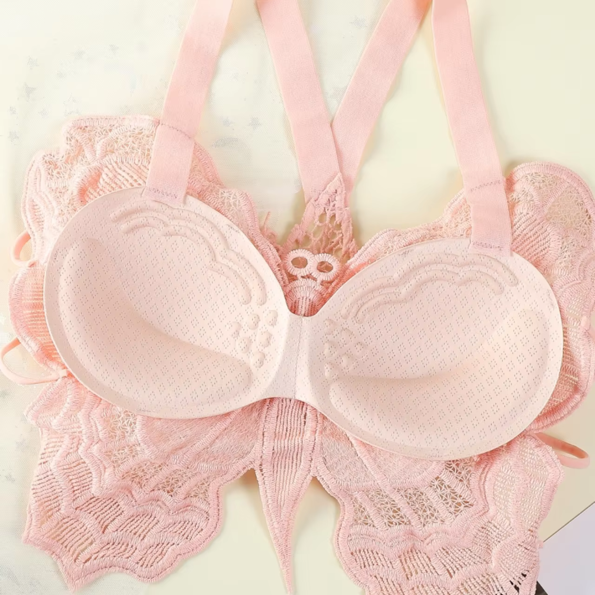 Lace Back with Cross Shoulder Straps Fancy Bralette
