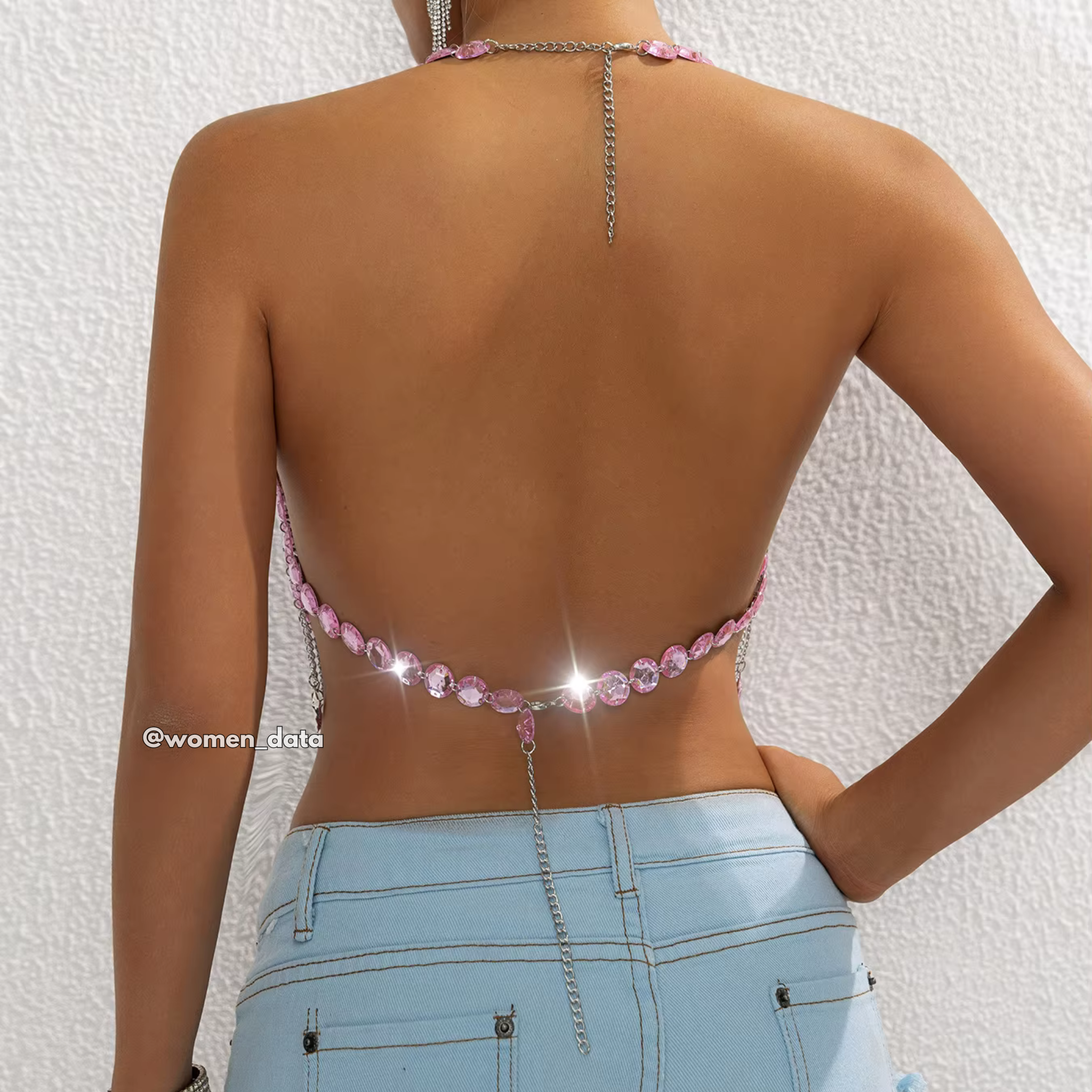 Pink Crystal Fringe Bralette