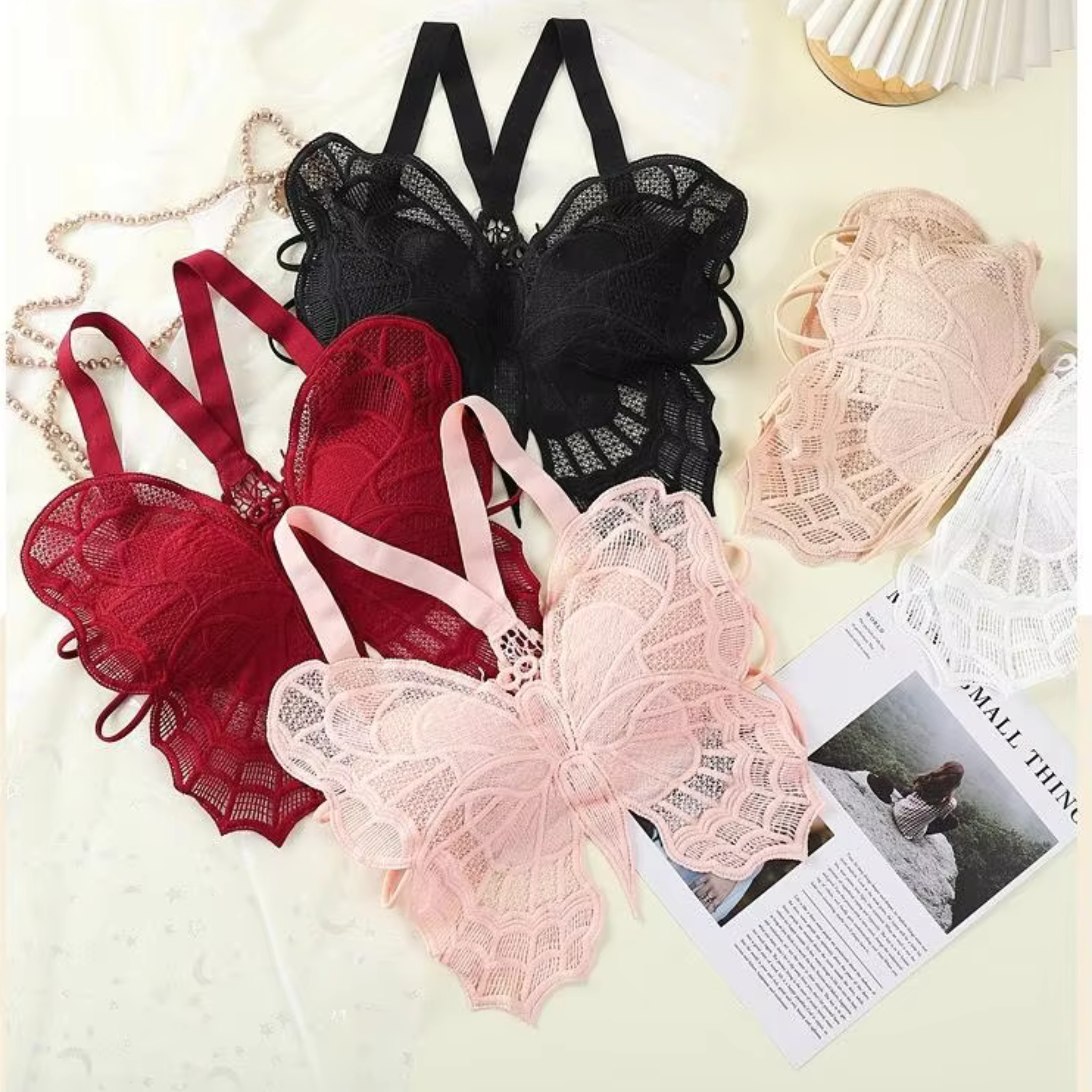 Lace Back with Cross Shoulder Straps Fancy Bralette