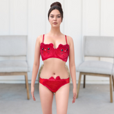 Kitty Cartoon Bra Panty Lingerie Red