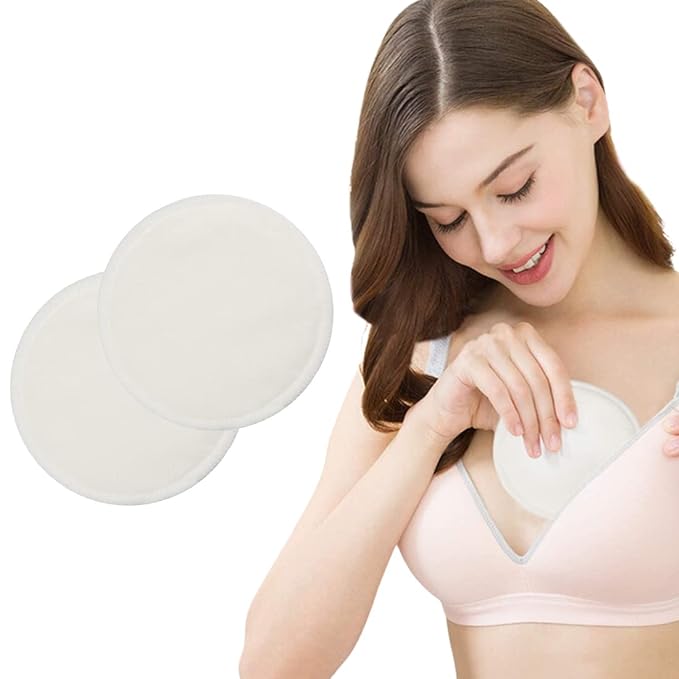 Reusable Maternity Nursing Pads – Soft Cotton, Washable & Absorbent Breast Pads for Breastfeeding Mothers (6 PCS, White) White cotton mix free