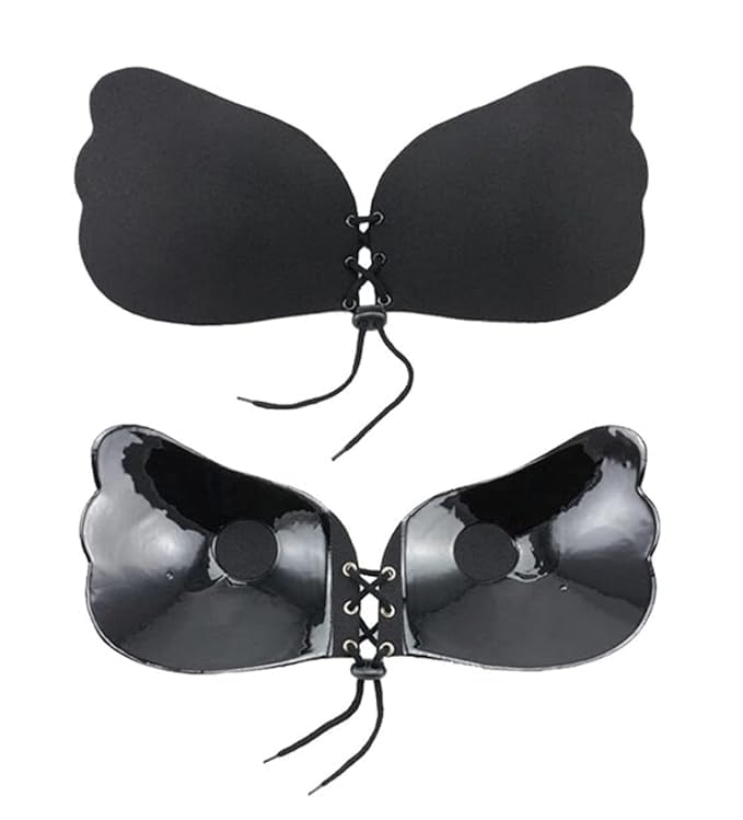Nylon Padded Non-Wired Reusable Backless Strapless Push up Self Adhesive Sticky Bra