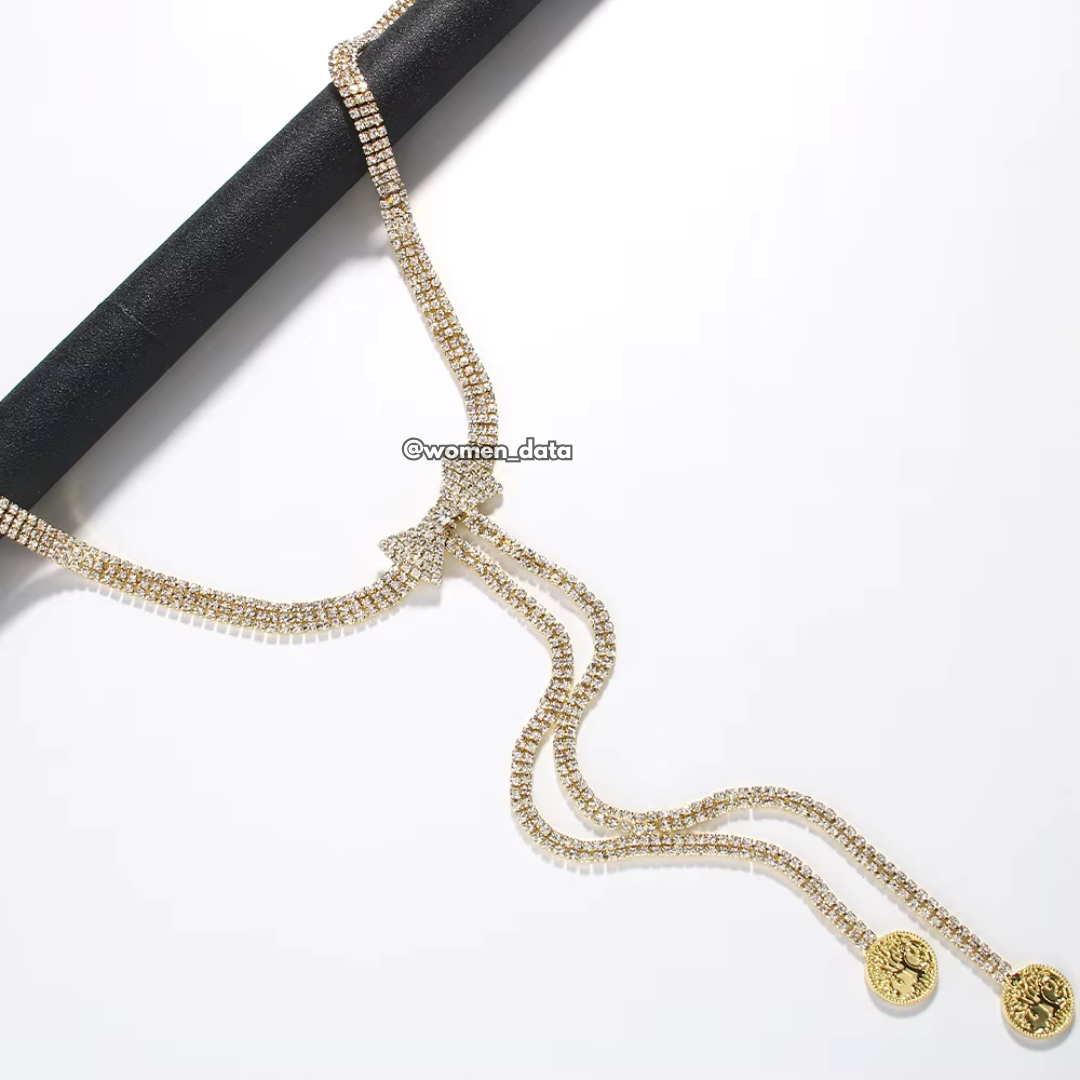 Rhinestone Bow Waist Chain