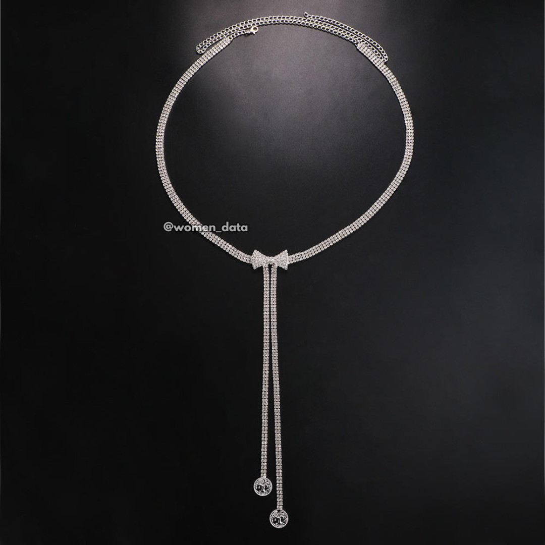 Rhinestone Bow Waist Chain