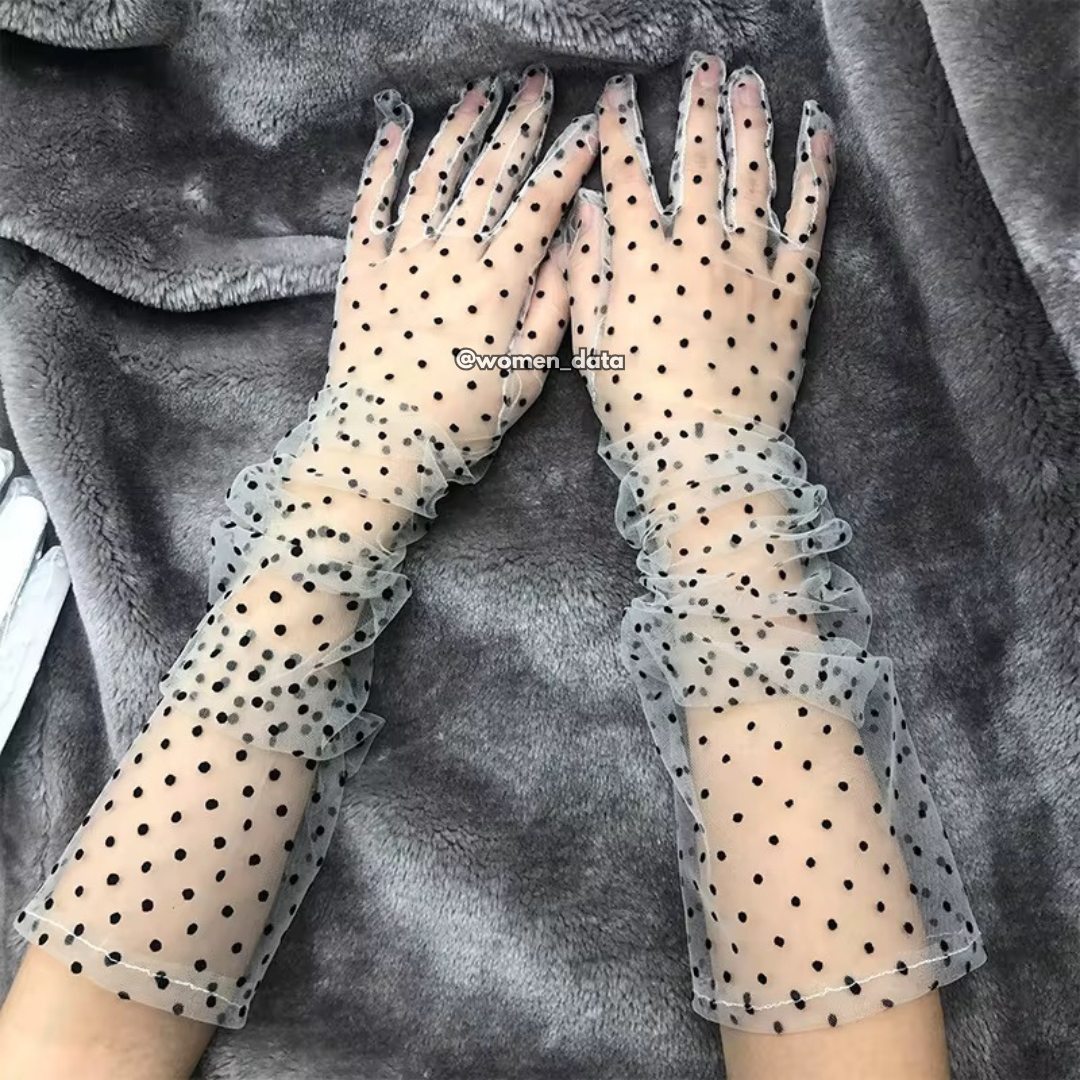 SEXY SHEER LACE DOT NET HAND GLOVES