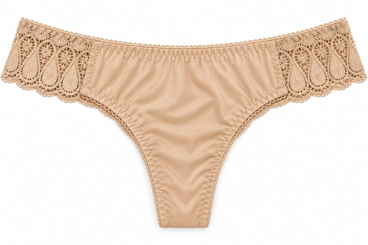 Satin & Paisley Lace Side Thong Panty