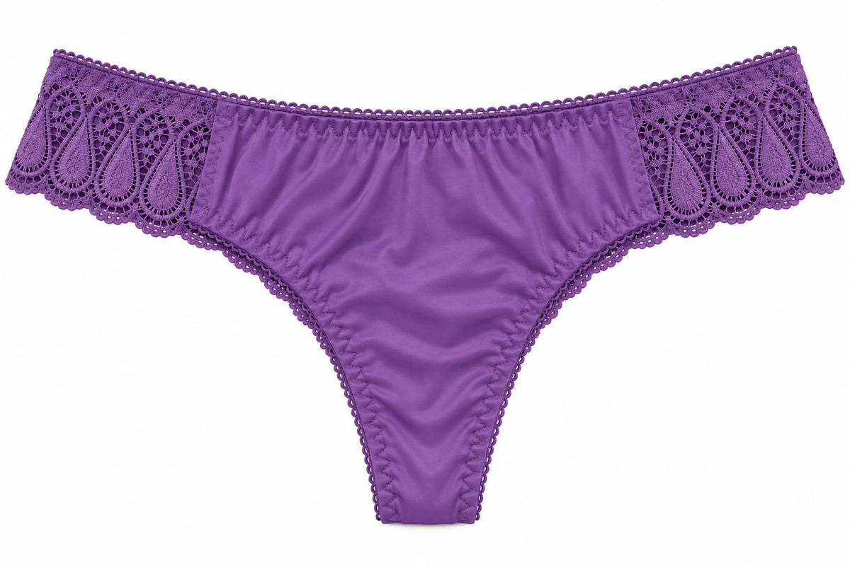 Satin & Paisley Lace Side Thong Panty