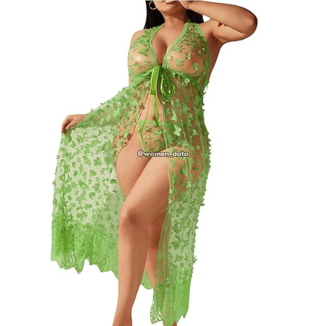 Sheer Floral Mesh Babydoll Lingerie