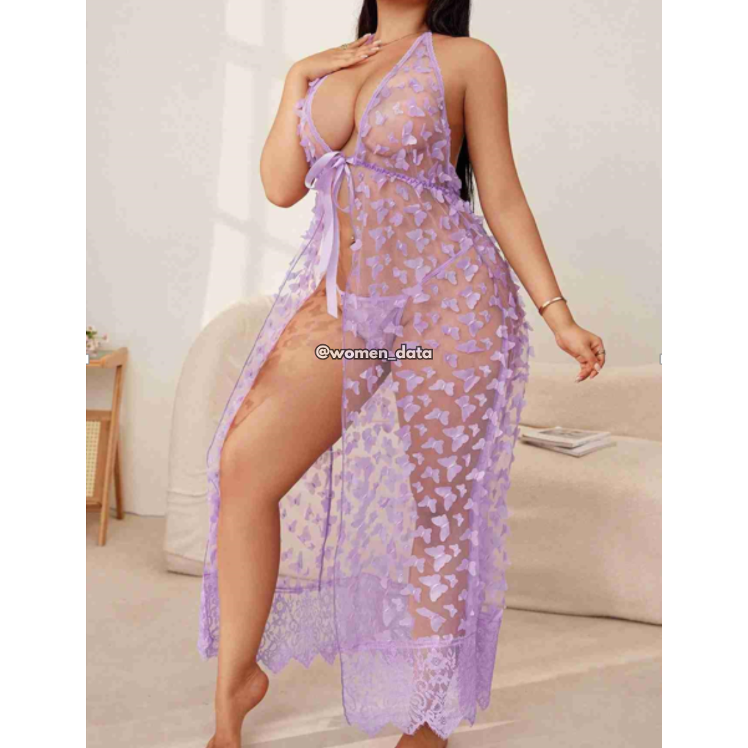 Sheer Floral Mesh Babydoll Lingerie