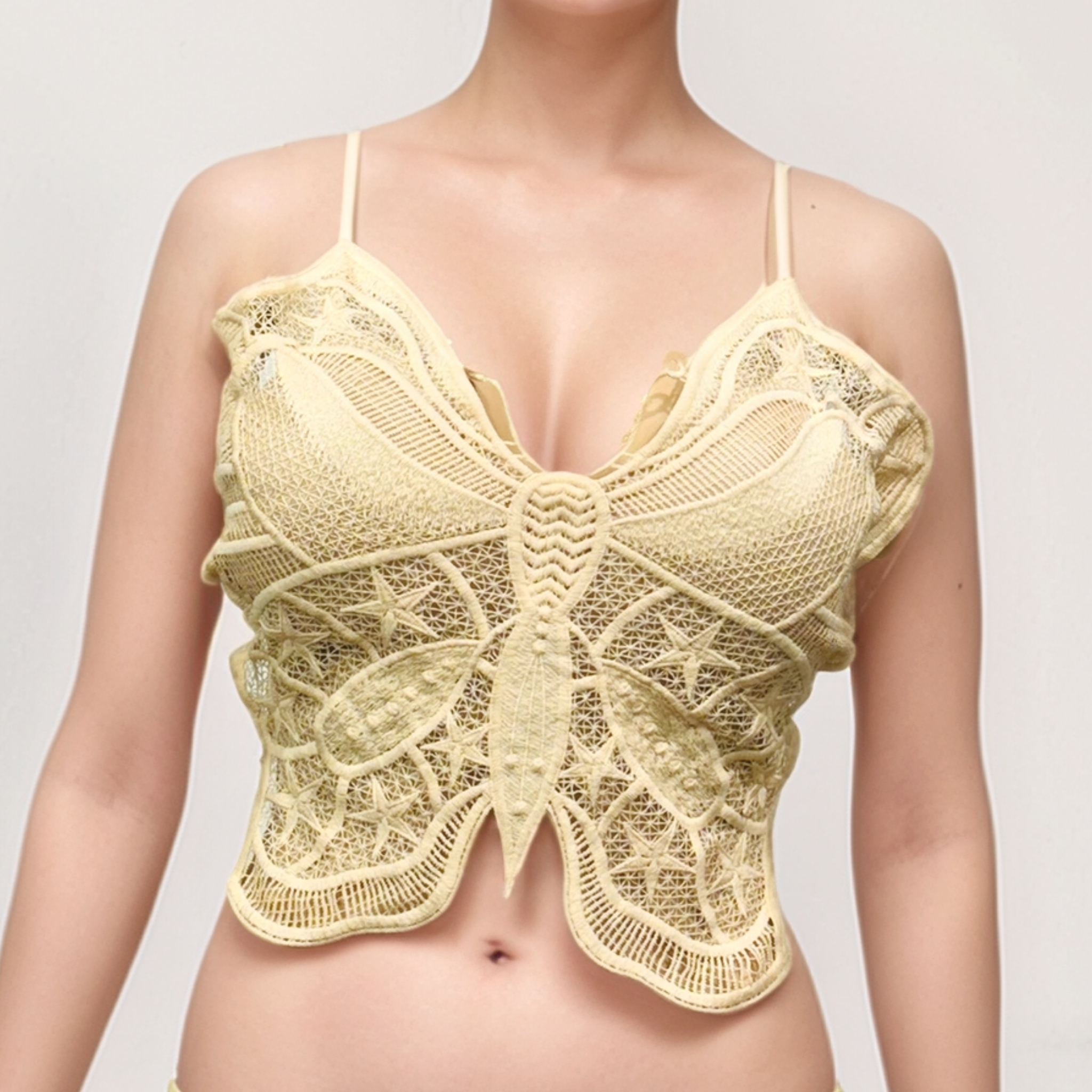 Sexy Cross Back Lace Crochet Embroidery Bra Tube Top for Women Skin Free Size 90% Polyester 10% Spandex