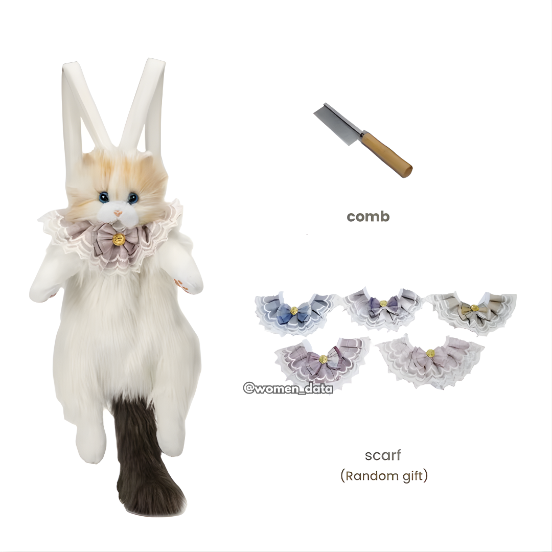 Kawaii Cat Plush Backpack with Accessories