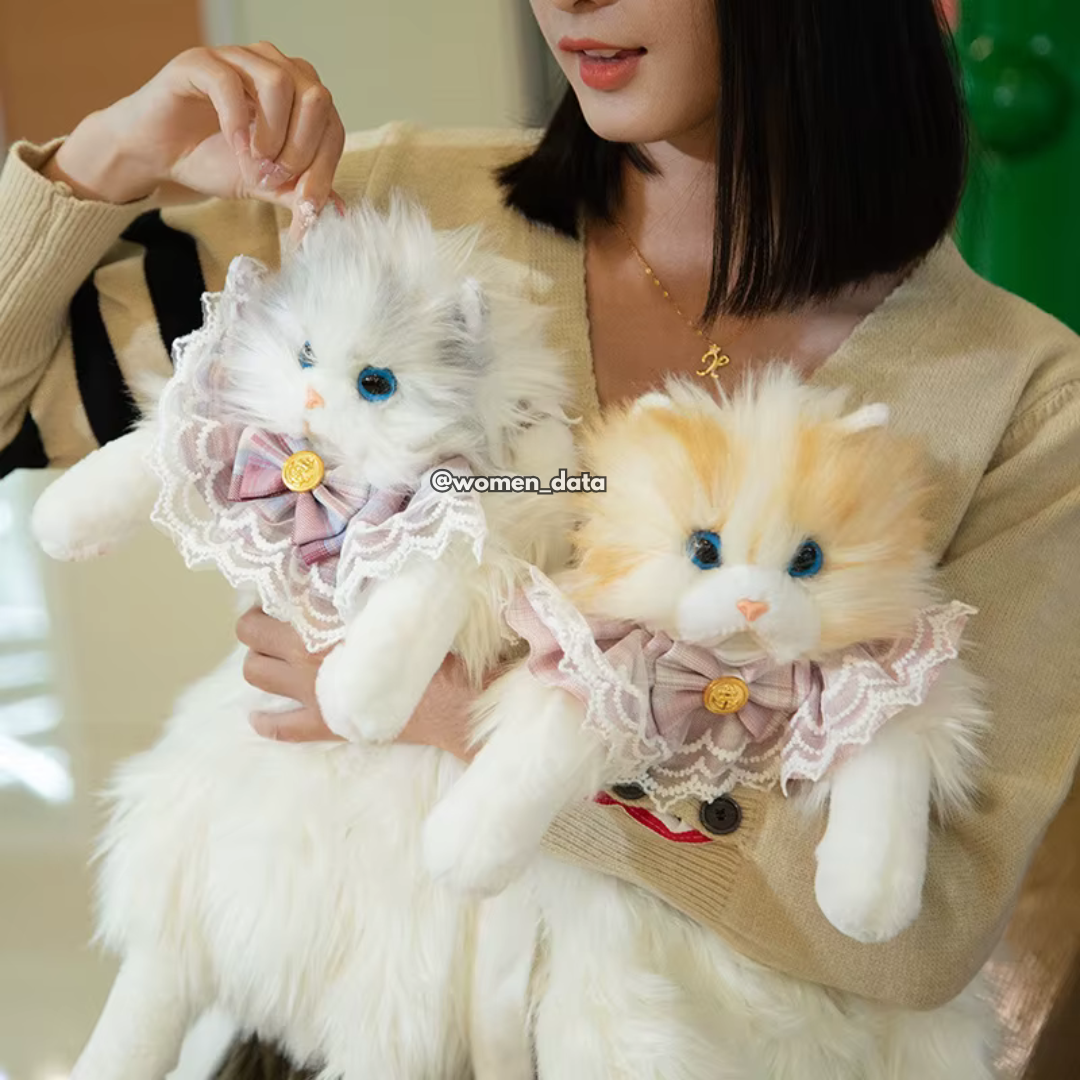 Kawaii Cat Plush Backpack with Accessories