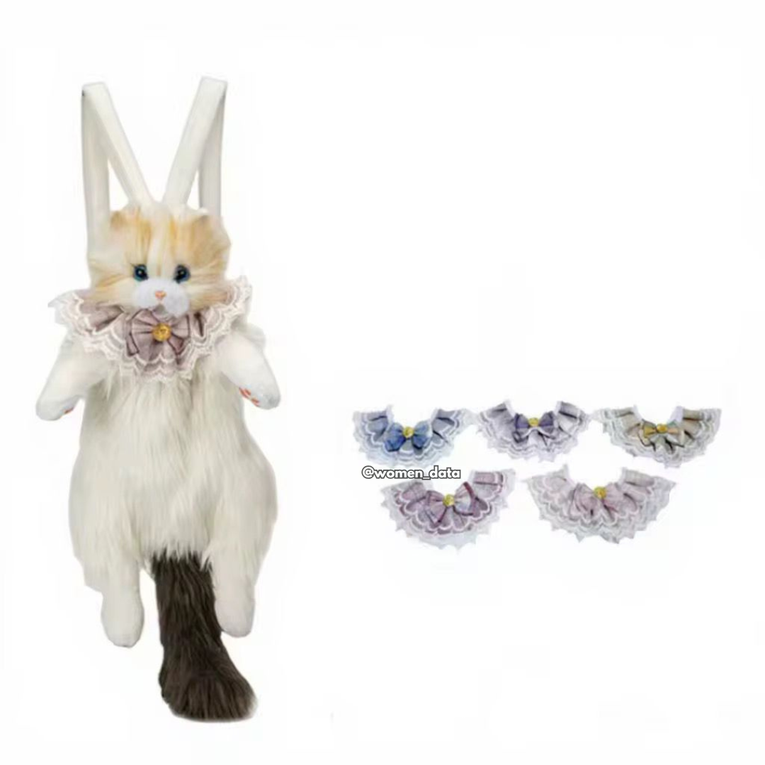 Kawaii Cat Plush Backpack with Accessories