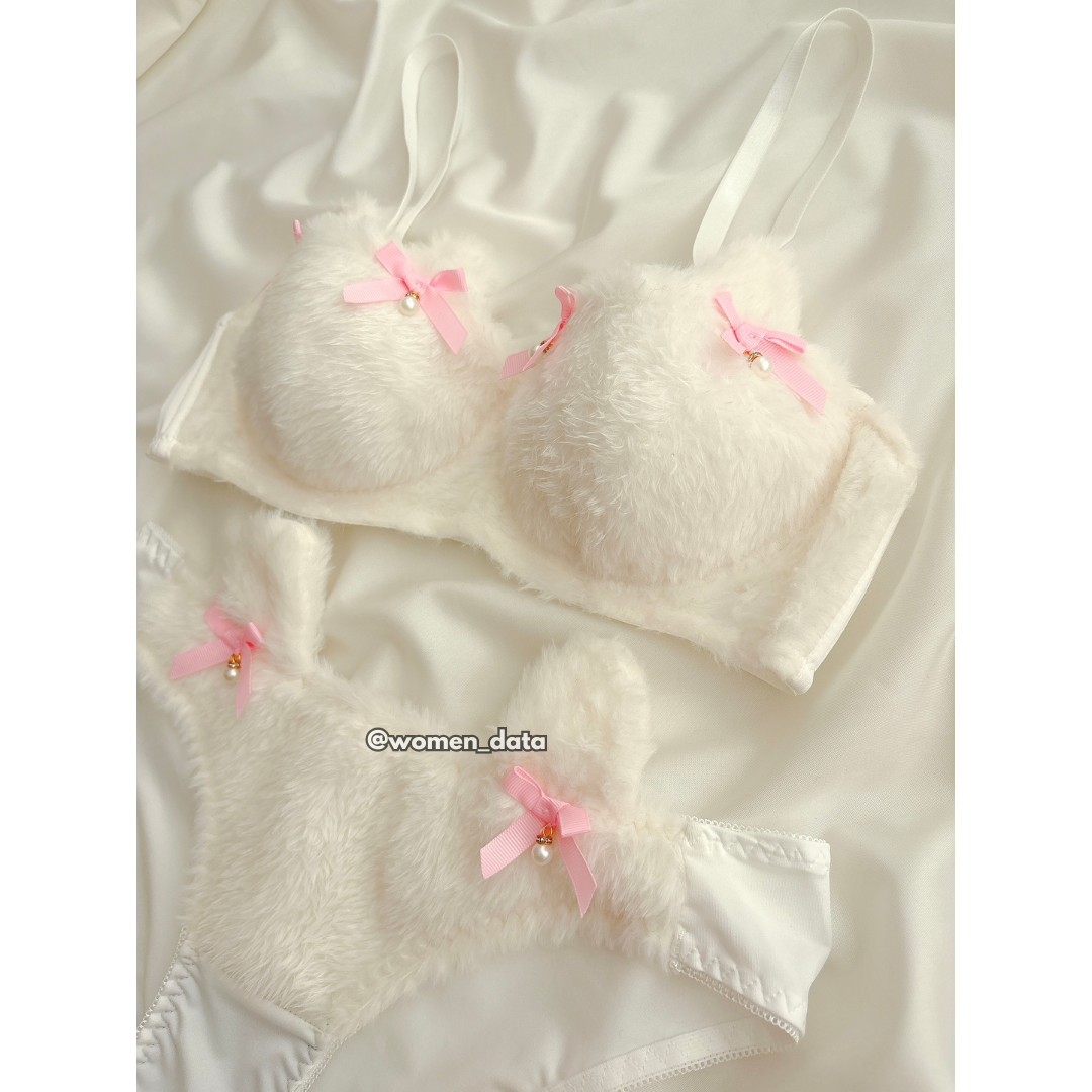 Women’s Winter Furry Meow Bra & Panty Set