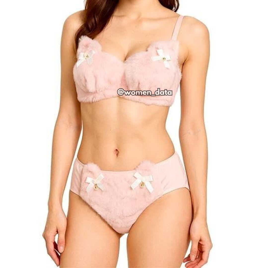 Women’s Winter Furry Meow Bra & Panty Set