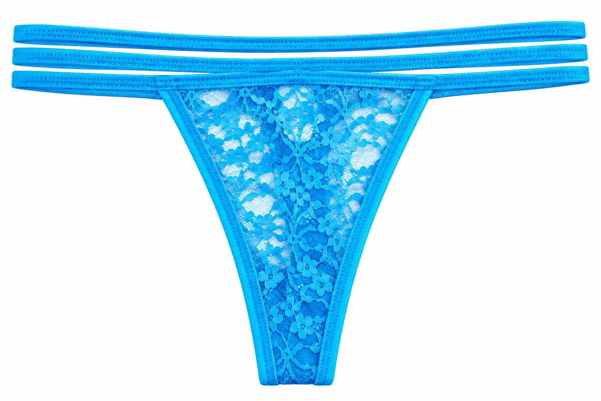 Floral Lace Triple-Strap Thong Panty