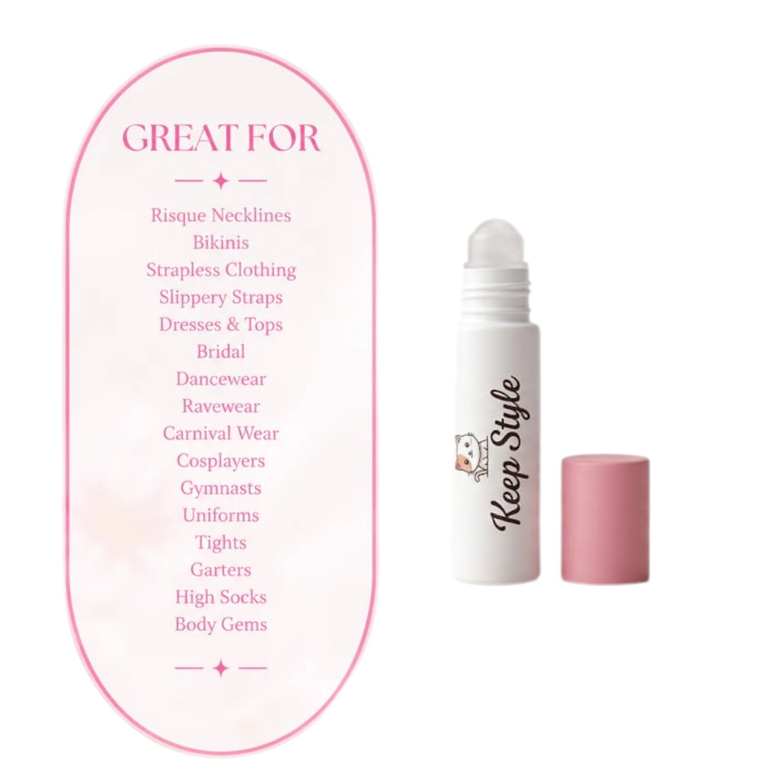Keep Style Roll-On Bra & Clothing Adhesive – Invisible Fashion Body Glue for Secure Hold