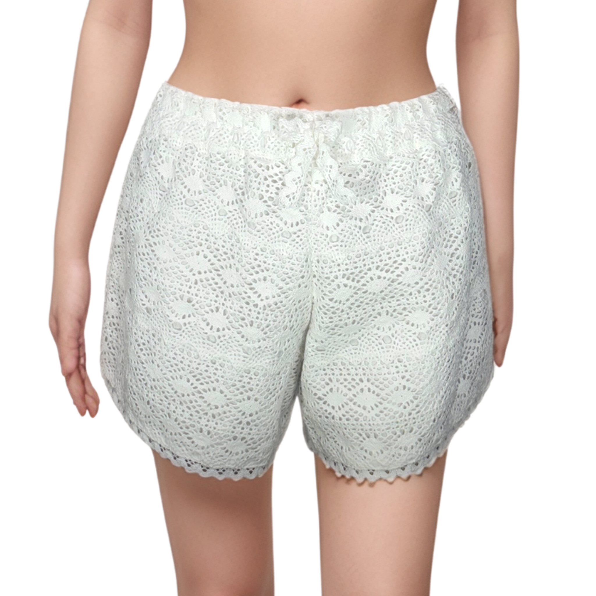 Crochet Design Beach Wear Shorts White