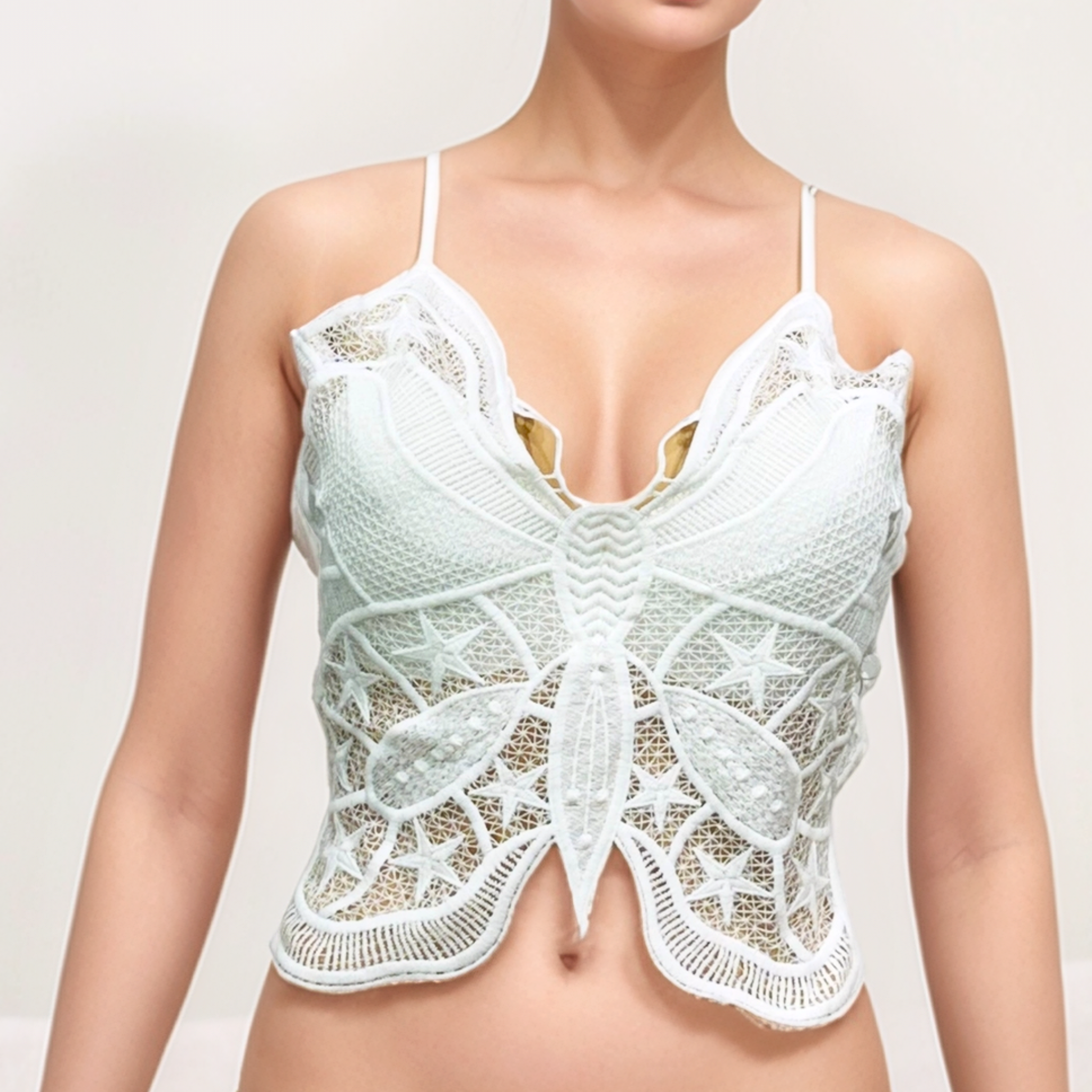 Sexy Cross Back Lace Crochet Embroidery Bra Tube Top for Women White Free Size 90% Polyester 10% Spandex