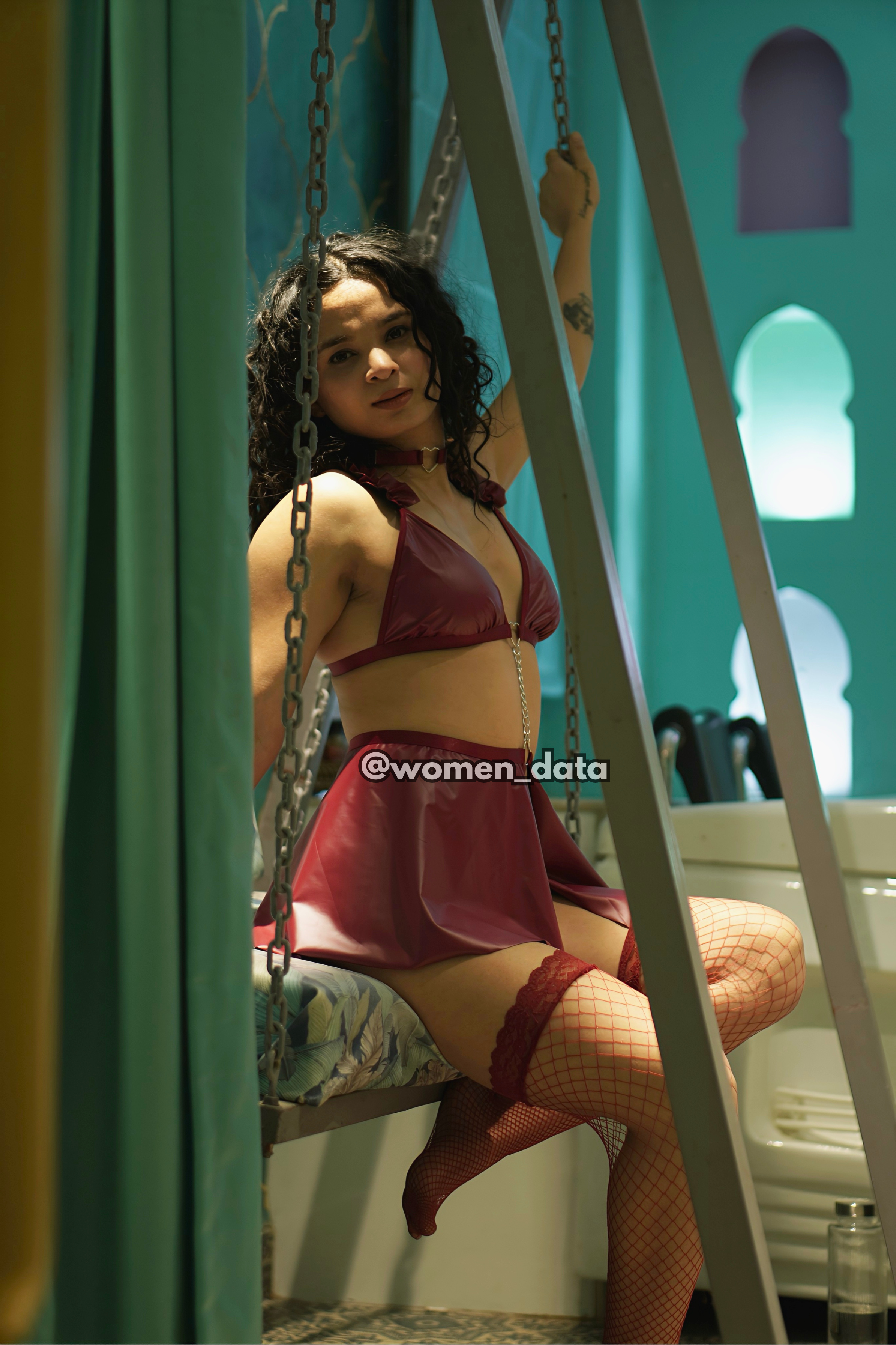 Wine Red Leather Lingerie Set