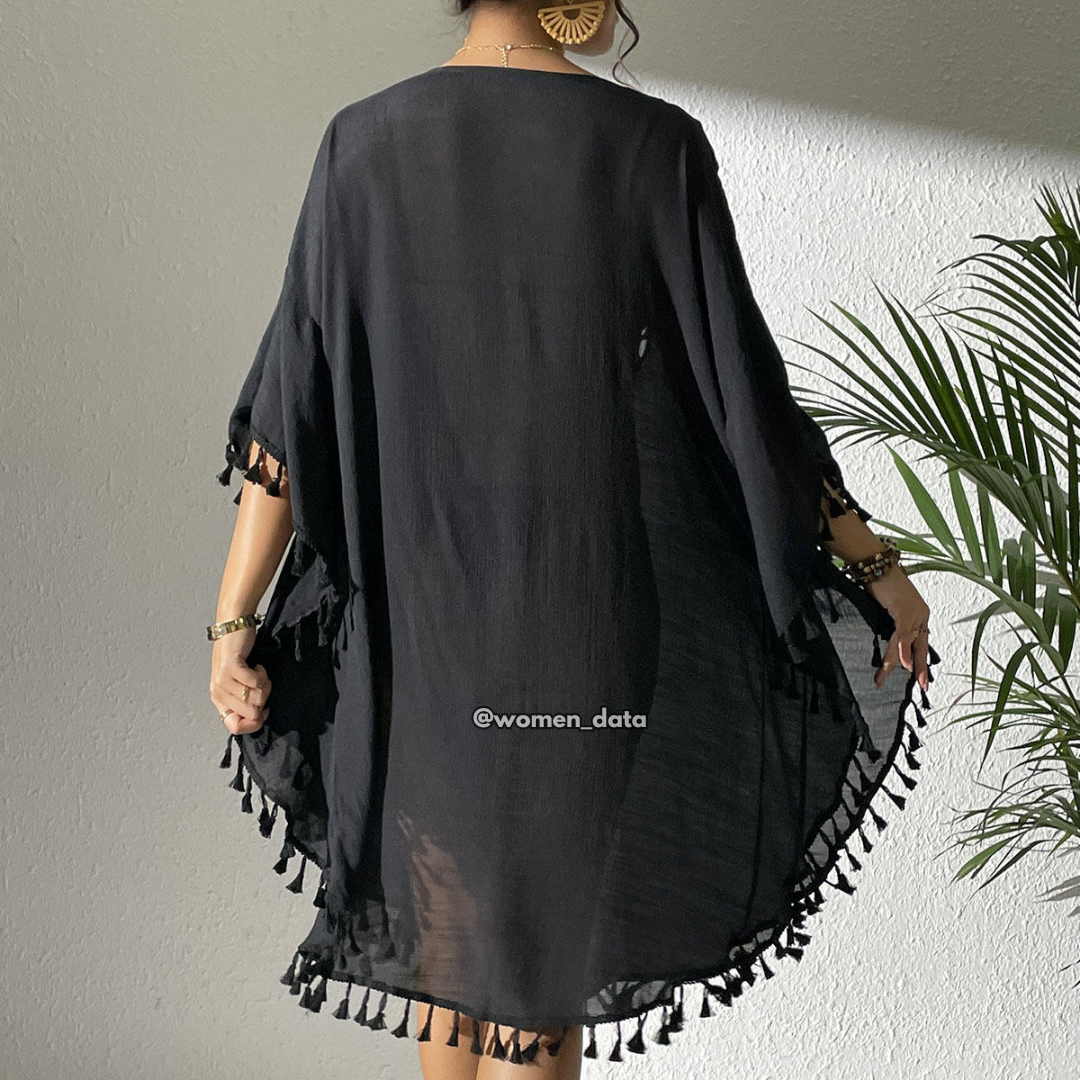 Women’s Crochet Neck Beach Kaftan Cover-Up