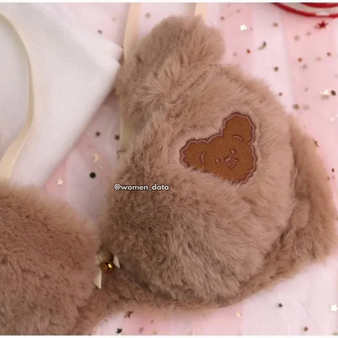 Women’s Winter Fluffy Bear Bra Panty Set