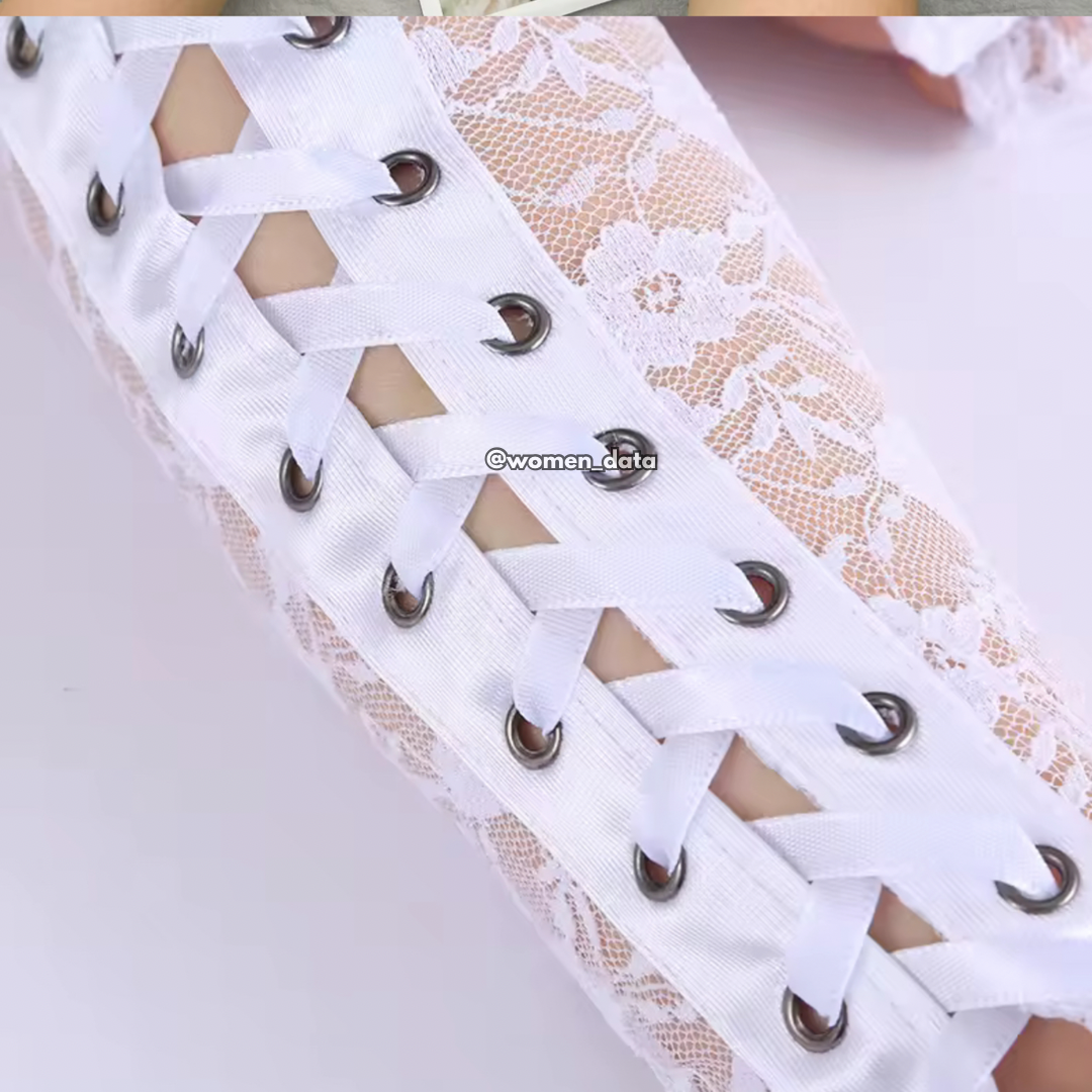 Women’s Gothic Lace-Up Fingerless Long Gloves