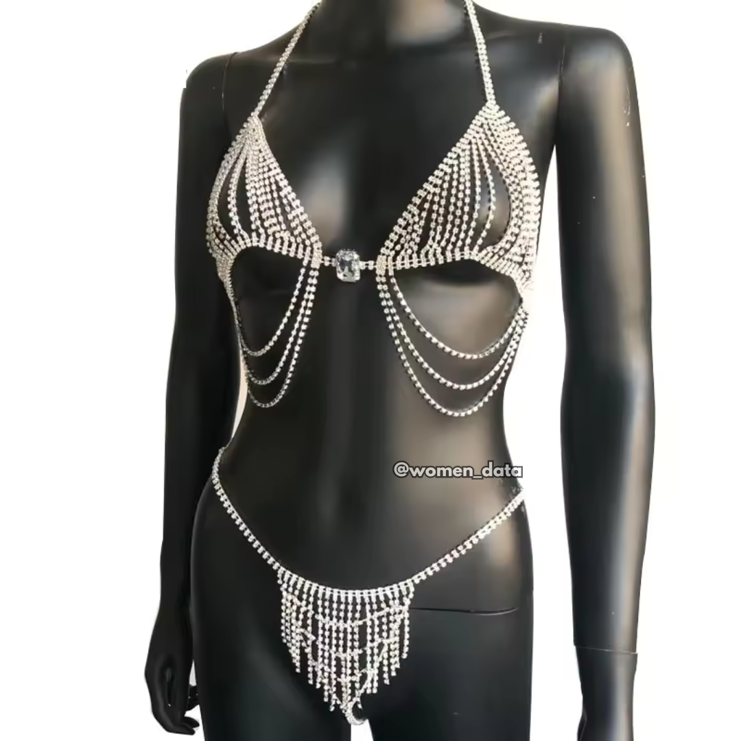 Luxury Rhinestone Two-Piece Body Chain Set