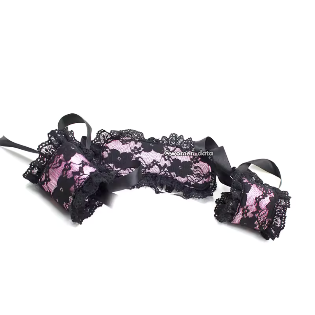 Lace Blindfold & Wrist Cuff Restraint Set for Couples