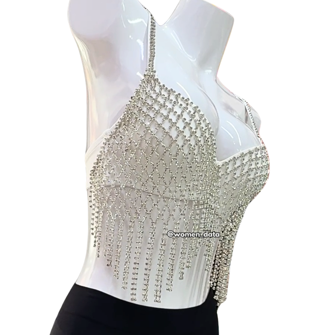 Sexy Cutout Net Drill Tassel Bra