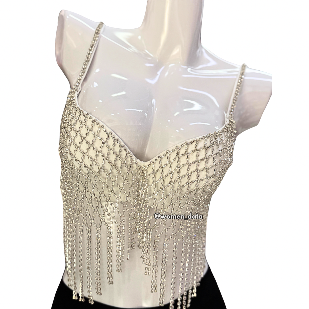 Sexy Cutout Net Drill Tassel Bra