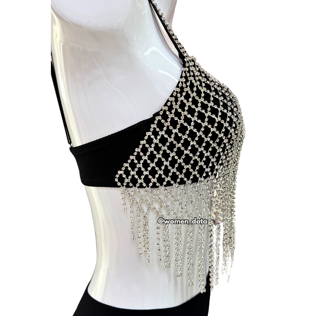 Sexy Cutout Net Drill Tassel Bra