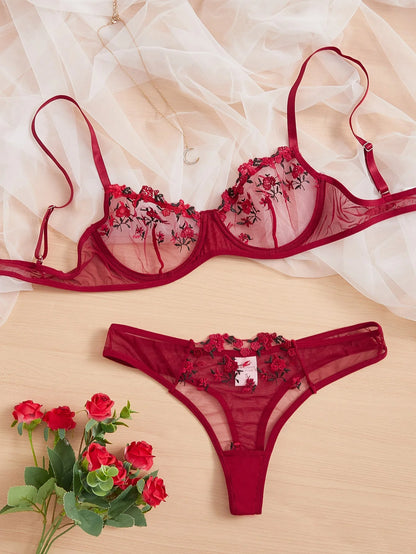 Premium Floral Embroidery Bra Panty Set – Soft Fit