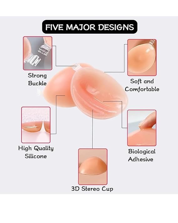 Silicone padded wire free adhesive bra