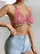 Pink Sequin Mirror Body Chain Bra Top