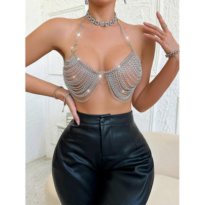 Luxury Layered Chain Halter Bralette Top