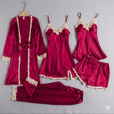 Women Satin Lace Nightwear Set – 5 Piece 