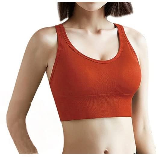 Nylon Lightly Padded Wire Free Anti-Sweat Sports Bra  red