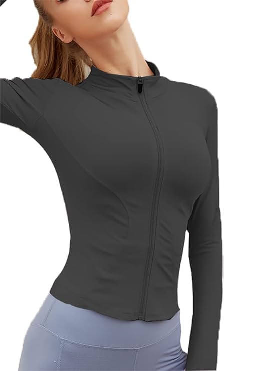 Workout Jacket with Thumb Holes Black