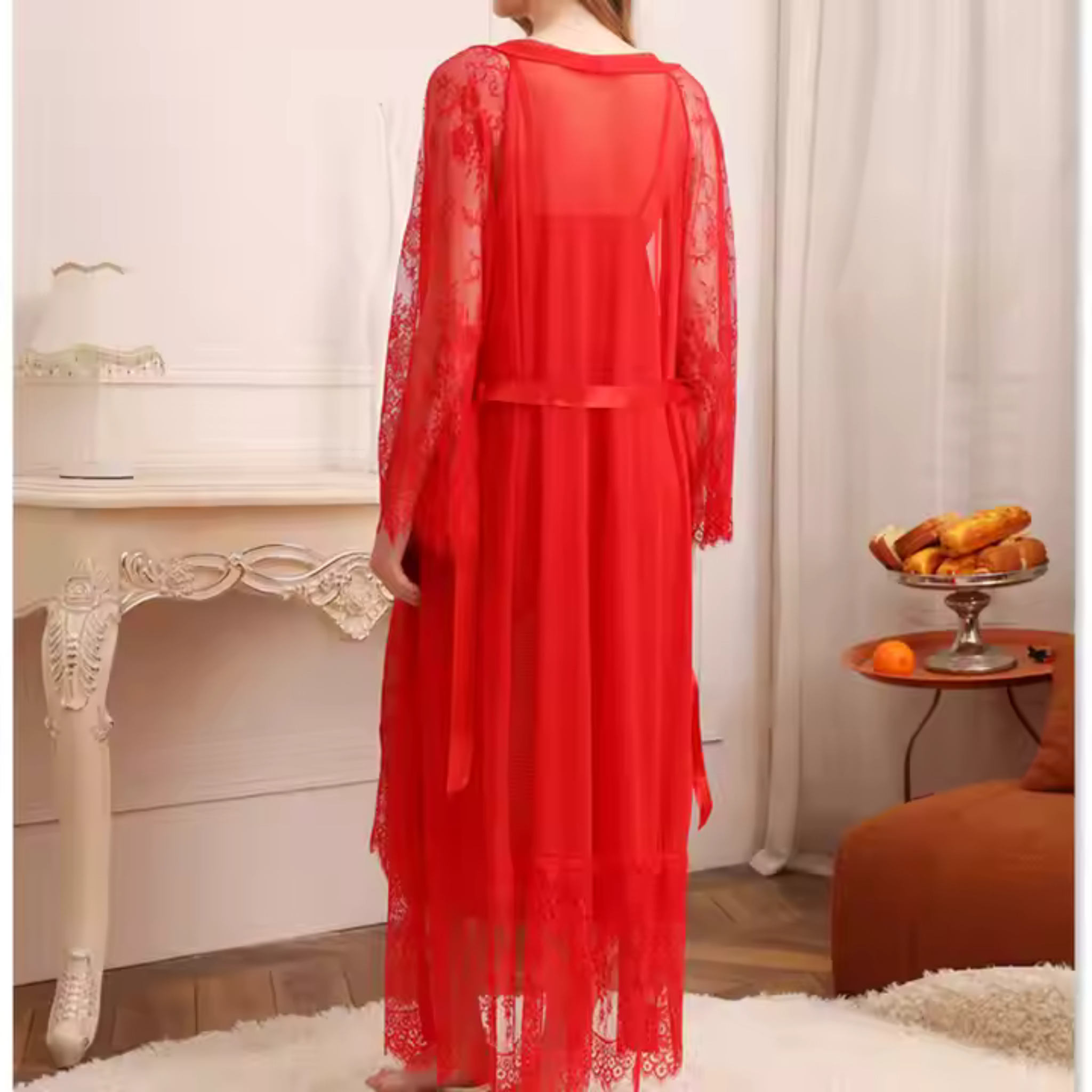 Sexy Lace Transparent Long Robe Women&