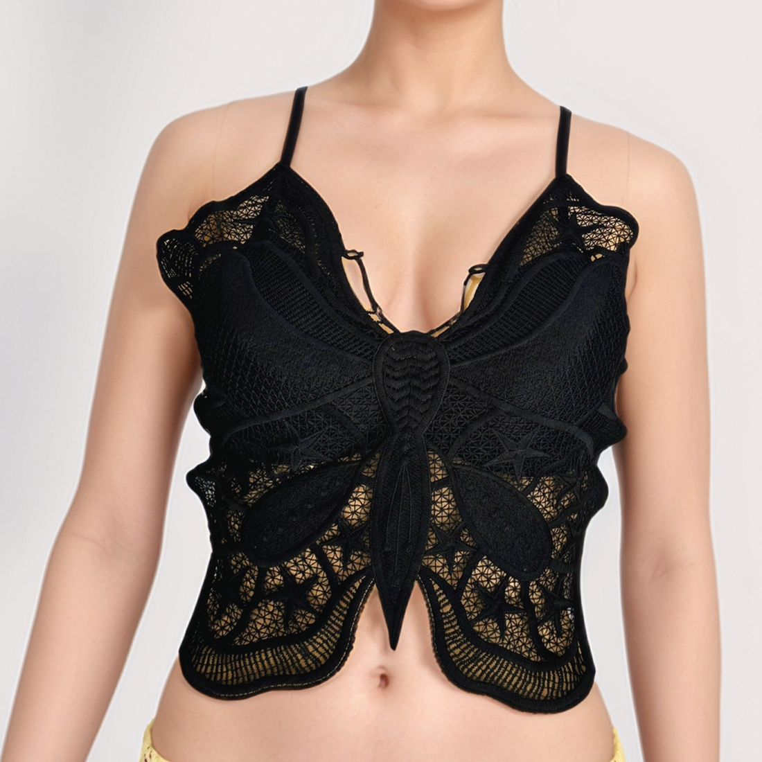 Sexy Cross Back Lace Crochet Embroidery Bra Tube Top for Women