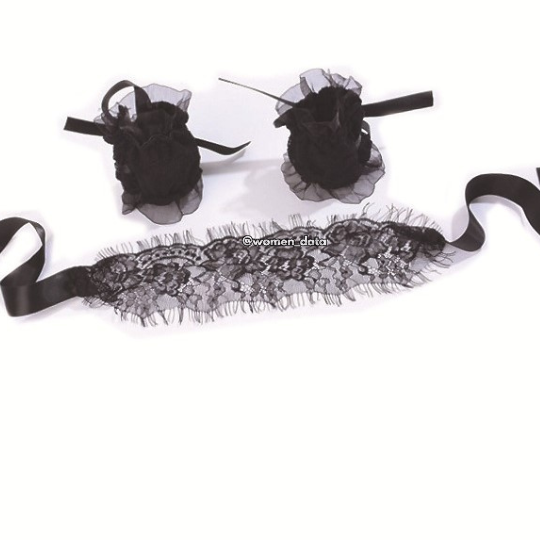 Black Lace Blindfold &amp; Hand Tie Set  