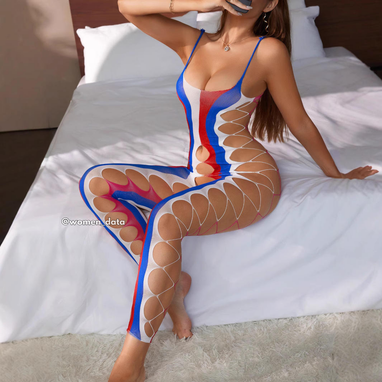 Striped Transparent Lace Body Stocking