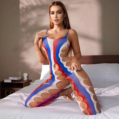 Striped Transparent Lace Body Stocking