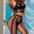 Black Mesh 2-Piece Bodystocking Set
