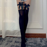 Black Bow Thigh-High Stockings