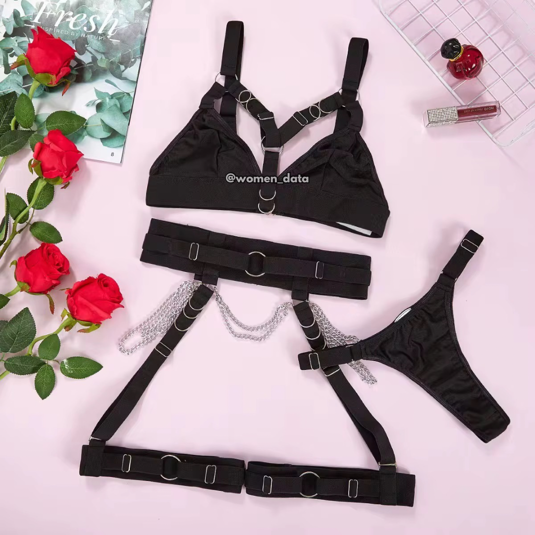 Bold Strappy Chain Lingerie Set for Women 