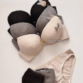 Cozy Textured Push-Up Bra & Panty Set 